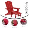 Flash Furniture Newport Poly Resin Adirondack Chair with Cup Holder and Pull Out Ottoman, All-Weather Poly Resin Indoor/Outdoor Lounge Chair, Gray(Red)