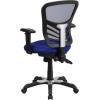 Flash Furniture Nicholas Mid-Back Swivel Desk Chair with Wheels, Mesh Back, Padded Seat, and Armrests, Adjustable Height Mesh Ergonomic Office Chair, Black(Blue)