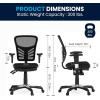 Flash Furniture Nicholas Mid-Back Swivel Desk Chair with Wheels, Mesh Back, Padded Seat, and Armrests, Adjustable Height Mesh Ergonomic Office Chair, Black(Black)