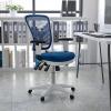 Flash Furniture Nicholas Mid-Back Swivel Desk Chair with Wheels, Mesh Back, Padded Seat, and Armrests, Adjustable Height Mesh Ergonomic Office Chair, Black(Blue Mesh/White Frame)