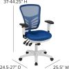 Flash Furniture Nicholas Mid-Back Swivel Desk Chair with Wheels, Mesh Back, Padded Seat, and Armrests, Adjustable Height Mesh Ergonomic Office Chair, Black(Blue Mesh/White Frame)