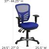 Flash Furniture Nicholas Mid-Back Swivel Desk Chair with Wheels, Mesh Back, Padded Seat, and Armrests, Adjustable Height Mesh Ergonomic Office Chair, Black(Blue)