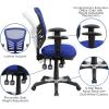 Flash Furniture Nicholas Mid-Back Swivel Desk Chair with Wheels, Mesh Back, Padded Seat, and Armrests, Adjustable Height Mesh Ergonomic Office Chair, Black(Blue)