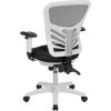 Flash Furniture Nicholas Mid-Back Swivel Desk Chair with Wheels, Mesh Back, Padded Seat, and Armrests, Adjustable Height Mesh Ergonomic Office Chair, Black(Black Mesh/White Frame)