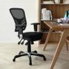 Flash Furniture Nicholas Mid-Back Swivel Desk Chair with Wheels, Mesh Back, Padded Seat, and Armrests, Adjustable Height Mesh Ergonomic Office Chair, Black(Black)