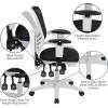 Flash Furniture Nicholas Mid-Back Swivel Desk Chair with Wheels, Mesh Back, Padded Seat, and Armrests, Adjustable Height Mesh Ergonomic Office Chair, Black(Black Mesh/White Frame)