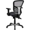 Flash Furniture Nicholas Mid-Back Swivel Desk Chair with Wheels, Mesh Back, Padded Seat, and Armrests, Adjustable Height Mesh Ergonomic Office Chair, Black(Dark Gray)