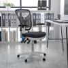 Flash Furniture Nicholas Mid-Back Swivel Desk Chair with Wheels, Mesh Back, Padded Seat, and Armrests, Adjustable Height Mesh Ergonomic Office Chair, Black(Dark Gray Mesh/White Frame)