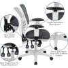 Flash Furniture Nicholas Mid-Back Swivel Desk Chair with Wheels, Mesh Back, Padded Seat, and Armrests, Adjustable Height Mesh Ergonomic Office Chair, Black(Dark Gray Mesh/White Frame)