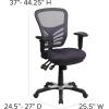 Flash Furniture Nicholas Mid-Back Swivel Desk Chair with Wheels, Mesh Back, Padded Seat, and Armrests, Adjustable Height Mesh Ergonomic Office Chair, Black(Dark Gray)