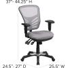 Flash Furniture Nicholas Mid-Back Swivel Desk Chair with Wheels, Mesh Back, Padded Seat, and Armrests, Adjustable Height Mesh Ergonomic Office Chair, Black(Grey)