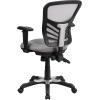 Flash Furniture Nicholas Mid-Back Swivel Desk Chair with Wheels, Mesh Back, Padded Seat, and Armrests, Adjustable Height Mesh Ergonomic Office Chair, Black(Grey)