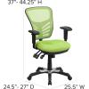 Flash Furniture Nicholas Mid-Back Swivel Desk Chair with Wheels, Mesh Back, Padded Seat, and Armrests, Adjustable Height Mesh Ergonomic Office Chair, Black(Green)