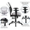Flash Furniture Nicholas Mid-Back Swivel Desk Chair with Wheels, Mesh Back, Padded Seat, and Armrests, Adjustable Height Mesh Ergonomic Office Chair, Black(Grey)
