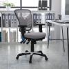 Flash Furniture Nicholas Mid-Back Swivel Desk Chair with Wheels, Mesh Back, Padded Seat, and Armrests, Adjustable Height Mesh Ergonomic Office Chair, Black(Grey)