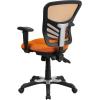 Flash Furniture Nicholas Mid-Back Swivel Desk Chair with Wheels, Mesh Back, Padded Seat, and Armrests, Adjustable Height Mesh Ergonomic Office Chair, Black(Orange)