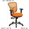 Flash Furniture Nicholas Mid-Back Swivel Desk Chair with Wheels, Mesh Back, Padded Seat, and Armrests, Adjustable Height Mesh Ergonomic Office Chair, Black(Orange)