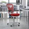 Flash Furniture Nicholas Mid-Back Swivel Desk Chair with Wheels, Mesh Back, Padded Seat, and Armrests, Adjustable Height Mesh Ergonomic Office Chair, Black(Red Mesh/White Frame)