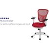 Flash Furniture Nicholas Mid-Back Swivel Desk Chair with Wheels, Mesh Back, Padded Seat, and Armrests, Adjustable Height Mesh Ergonomic Office Chair, Black(Red Mesh/White Frame)