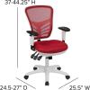 Flash Furniture Nicholas Mid-Back Swivel Desk Chair with Wheels, Mesh Back, Padded Seat, and Armrests, Adjustable Height Mesh Ergonomic Office Chair, Black(Red Mesh/White Frame)