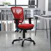Flash Furniture Nicholas Mid-Back Swivel Desk Chair with Wheels, Mesh Back, Padded Seat, and Armrests, Adjustable Height Mesh Ergonomic Office Chair, Black(Red)