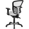 Flash Furniture Nicholas Mid-Back Swivel Desk Chair with Wheels, Mesh Back, Padded Seat, and Armrests, Adjustable Height Mesh Ergonomic Office Chair, Black(White)