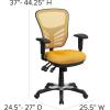 Flash Furniture Nicholas Mid-Back Swivel Desk Chair with Wheels, Mesh Back, Padded Seat, and Armrests, Adjustable Height Mesh Ergonomic Office Chair, Black(Yellow-orange)