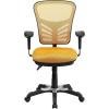Flash Furniture Nicholas Mid-Back Swivel Desk Chair with Wheels, Mesh Back, Padded Seat, and Armrests, Adjustable Height Mesh Ergonomic Office Chair, Black(Yellow-orange)