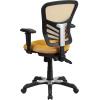 Flash Furniture Nicholas Mid-Back Swivel Desk Chair with Wheels, Mesh Back, Padded Seat, and Armrests, Adjustable Height Mesh Ergonomic Office Chair, Black(Yellow-orange)