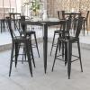 Flash Furniture Nolan Commercial Grade 31.5″ Square Silver Metal Indoor-Outdoor Bar Height Table(Black)