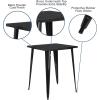 Flash Furniture Nolan Commercial Grade 31.5″ Square Silver Metal Indoor-Outdoor Bar Height Table(Black)
