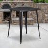 Flash Furniture Nolan Commercial Grade 31.5″ Square Silver Metal Indoor-Outdoor Bar Height Table(Black-antique Gold)