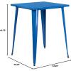Flash Furniture Nolan Commercial Grade 31.5″ Square Silver Metal Indoor-Outdoor Bar Height Table(Blue)