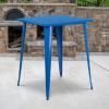 Flash Furniture Nolan Commercial Grade 31.5″ Square Silver Metal Indoor-Outdoor Bar Height Table(Blue)