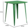 Flash Furniture Nolan Commercial Grade 31.5″ Square Silver Metal Indoor-Outdoor Bar Height Table(Green)