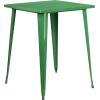Flash Furniture Nolan Commercial Grade 31.5″ Square Silver Metal Indoor-Outdoor Bar Height Table(Green)