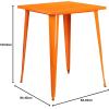 Flash Furniture Nolan Commercial Grade 31.5″ Square Silver Metal Indoor-Outdoor Bar Height Table(Orange)