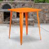 Flash Furniture Nolan Commercial Grade 31.5″ Square Silver Metal Indoor-Outdoor Bar Height Table(Orange)