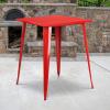 Flash Furniture Nolan Commercial Grade 31.5″ Square Silver Metal Indoor-Outdoor Bar Height Table(Red)