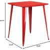 Flash Furniture Nolan Commercial Grade 31.5″ Square Silver Metal Indoor-Outdoor Bar Height Table(Red)