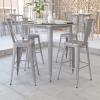 Flash Furniture Nolan Commercial Grade 31.5″ Square Silver Metal Indoor-Outdoor Bar Height Table(Silver)