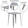 Flash Furniture Nolan Commercial Grade 31.5″ Square Silver Metal Indoor-Outdoor Bar Height Table(Silver)