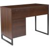 Flash Furniture Northbrook Rustic Coffee Wood Grain Finish Computer Desk with Black Metal Frame