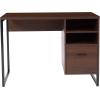 Flash Furniture Northbrook Rustic Coffee Wood Grain Finish Computer Desk with Black Metal Frame