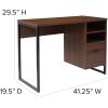 Flash Furniture Northbrook Rustic Coffee Wood Grain Finish Computer Desk with Black Metal Frame