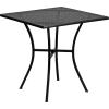 Flash Furniture Oia 5-Piece Commercial Grade Steel Patio Table and Chairs Set, Outdoor Dining Set with Square Table and 4 Round Back Chairs, Black(Black)