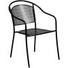 Flash Furniture Oia 5-Piece Commercial Grade Steel Patio Table and Chairs Set, Outdoor Dining Set with Square Table and 4 Round Back Chairs, Black(Black)