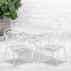 Flash Furniture Oia 5-Piece Commercial Grade Steel Patio Table and Chairs Set, Outdoor Dining Set with Square Table and 4 Round Back Chairs, Black(White)