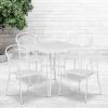 Flash Furniture Oia 5-Piece Commercial Grade Steel Patio Table and Chairs Set, Outdoor Dining Set with Square Table and 4 Round Back Chairs, Black(White)