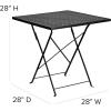 Flash Furniture Oia Commercial Grade 28″ Square Black Indoor-Outdoor Steel Folding Patio Table(Black)